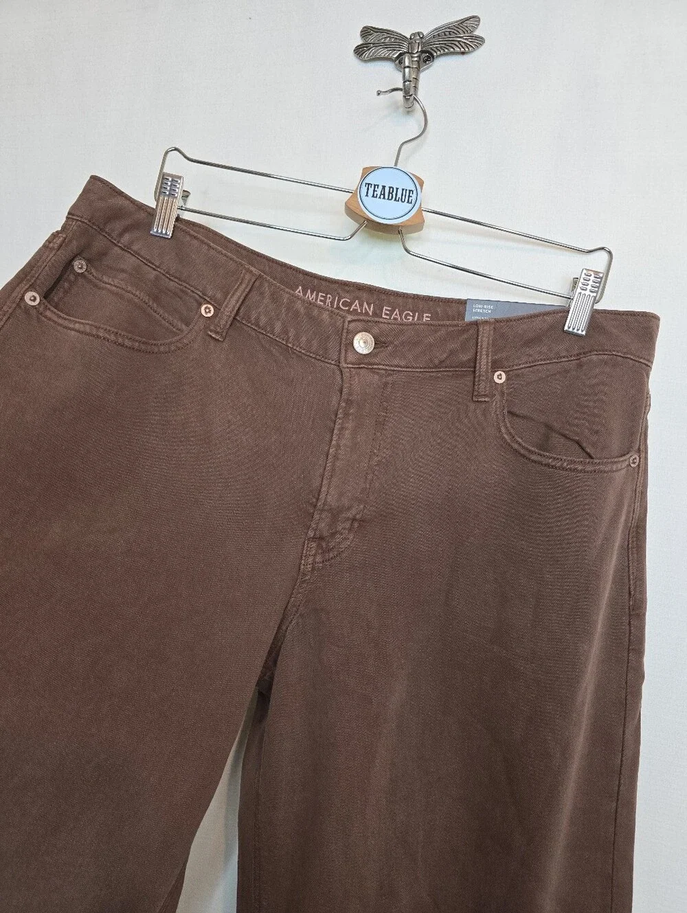 AE American Eagle Low-Rise Ultra Wide-Leg Pant Chocolate Brown 12 Regular - Picture 10 of 16